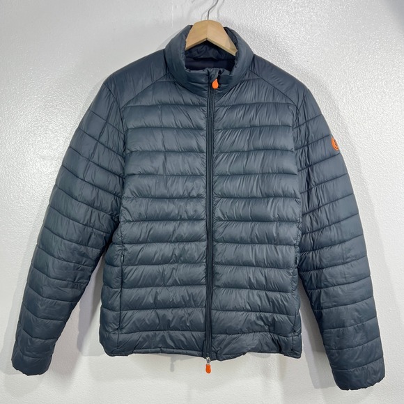 SAVE THE DUCK Alexander Puffer Jacket Mens M Ultra Light Down Alternative  Gray - Picture 2 of 9